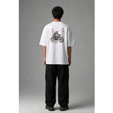 Posh Cabal A02143 Baskılı Oversize Beyaz Erkek T-Shirt