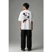 Posh Cabal A02138 Baskılı Oversize Beyaz Erkek T-Shirt