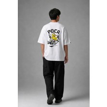 Posh Cabal A03089 Baskılı Oversize Beyaz Erkek T-Shirt