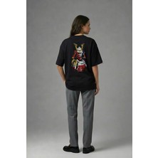 Posh Cabal A02126 Baskılı Oversize Siyah Kadın T-Shirt