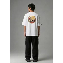 Posh Cabal A02142 Baskılı Oversize Beyaz Erkek T-Shirt