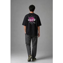 Posh Cabal A01019 Baskılı Oversize Siyah Erkek T-Shirt