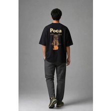 Posh Cabal A01064 Baskılı Oversize Siyah Erkek T-Shirt