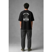 Posh Cabal A01058 Baskılı Oversize Siyah Erkek T-Shirt