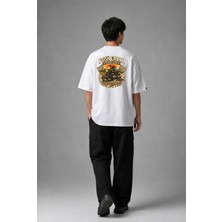 Posh Cabal A02129 Baskılı Oversize Beyaz Erkek T-Shirt