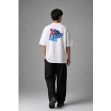 Posh Cabal A02060 Baskılı Oversize Beyaz Erkek T-Shirt