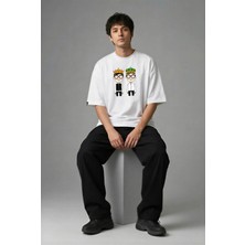 Posh Cabal F02030 Baskılı Oversize Beyaz Erkek T-Shirt