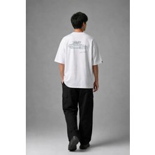 Posh Cabal A03057 Baskılı Oversize Beyaz Erkek T-Shirt
