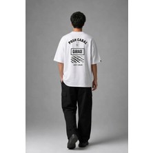 Posh Cabal A03143 Baskılı Oversize Beyaz Erkek T-Shirt