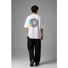 Posh Cabal A02065 Baskılı Oversize Beyaz Erkek T-Shirt