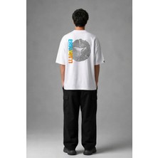 Posh Cabal A02068 Baskılı Oversize Beyaz Erkek T-Shirt