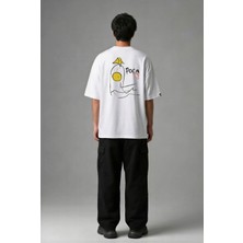 Posh Cabal A03033 Baskılı Oversize Beyaz Erkek T-Shirt