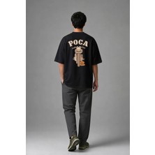 Posh Cabal A02078 Baskılı Oversize Siyah Erkek T-Shirt