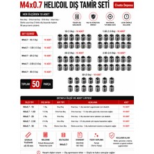 Civata Deposu M4X07 Helicoil Yayı Diş Tamir Seti - 50 Parça 5 Farklı Ölçü