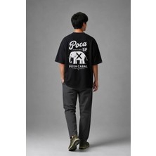 Posh Cabal A01095 Baskılı Oversize Siyah Erkek T-Shirt