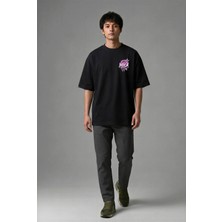 Posh Cabal G01013 Baskılı Oversize Siyah Erkek T-Shirt