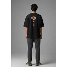 Posh Cabal A01036 Baskılı Oversize Siyah Erkek T-Shirt
