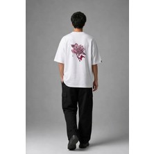 Posh Cabal A02004 Baskılı Oversize Beyaz Erkek T-Shirt