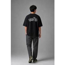 Posh Cabal A01070 Baskılı Oversize Siyah Erkek T-Shirt