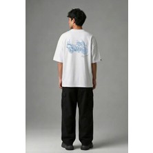 Posh Cabal A03073 Baskılı Oversize Beyaz Erkek T-Shirt