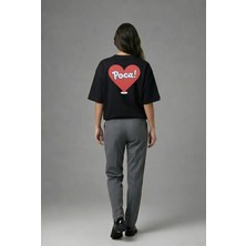 Posh Cabal A02015 Baskılı Oversize Siyah Kadın T-Shirt