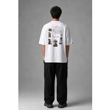 Posh Cabal A03137 Baskılı Oversize Beyaz Erkek T-Shirt