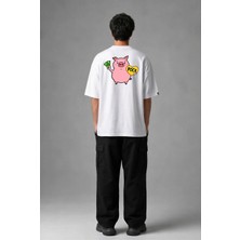 Posh Cabal A02023 Baskılı Oversize Beyaz Erkek T-Shirt