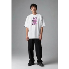 Posh Cabal F02012 Baskılı Oversize Beyaz Erkek T-Shirt