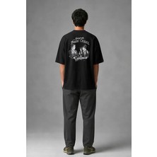 Posh Cabal A01038 Baskılı Oversize Siyah Erkek T-Shirt