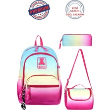 Alanç Gift Ultra Lüks Suya Dayanıklı Kız Çocuk Ortopedik İlkokul Çantası Termal Beslenme ve Kalemlik