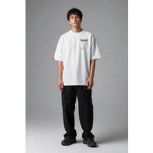Posh Cabal G03012 Baskılı Oversize Beyaz Erkek T-Shirt