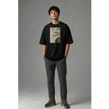 Posh Cabal F02101 Baskılı Oversize Siyah Erkek T-Shirt