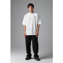 Posh Cabal G02082 Baskılı Oversize Beyaz Erkek T-Shirt