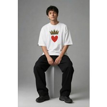 Posh Cabal F02110 Baskılı Oversize Beyaz Erkek T-Shirt