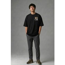 Posh Cabal G02036 Baskılı Oversize Siyah Erkek T-Shirt