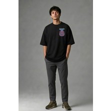 Posh Cabal G02046 Baskılı Oversize Siyah Erkek T-Shirt