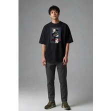 Posh Cabal F02137 Baskılı Oversize Siyah Erkek T-Shirt