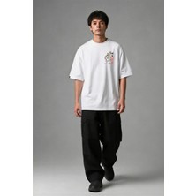 Posh Cabal G03028 Baskılı Oversize Beyaz Erkek T-Shirt