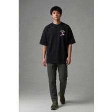 Posh Cabal G01088 Baskılı Oversize Siyah Erkek T-Shirt