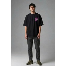 Posh Cabal G02007 Baskılı Oversize Siyah Erkek T-Shirt
