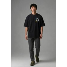 Posh Cabal G01043 Baskılı Oversize Siyah Erkek T-Shirt