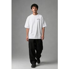 Posh Cabal G03058 Baskılı Oversize Beyaz Erkek T-Shirt