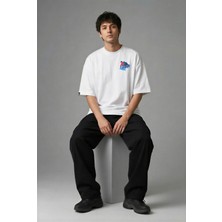 Posh Cabal G02060 Baskılı Oversize Beyaz Erkek T-Shirt