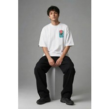 Posh Cabal G02125 Baskılı Oversize Beyaz Erkek T-Shirt