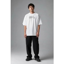 Posh Cabal F03022 Baskılı Oversize Beyaz Erkek T-Shirt
