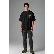 Posh Cabal G02127 Baskılı Oversize Siyah Erkek T-Shirt