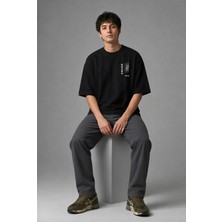 Posh Cabal G01105 Baskılı Oversize Siyah Erkek T-Shirt