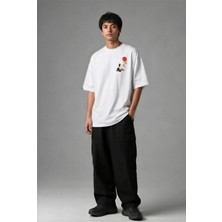 Posh Cabal G02074 Baskılı Oversize Beyaz Erkek T-Shirt