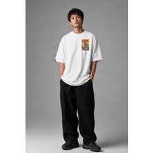 Posh Cabal G02131 Baskılı Oversize Beyaz Erkek T-Shirt