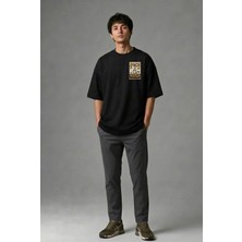 Posh Cabal G01056 Baskılı Oversize Siyah Erkek T-Shirt